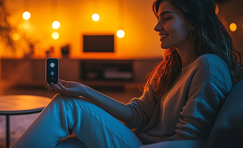 Girl with connected devices